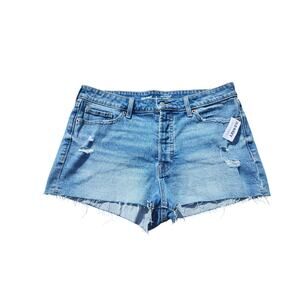 Old Navy High-Rise OG Straight Women Denim Shorts10 Raw Hem Distressed Hot Pants